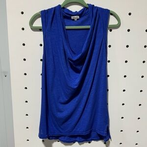 Splendid Women Blue Linen Blend Draped Tunic Lightweight Top Size S